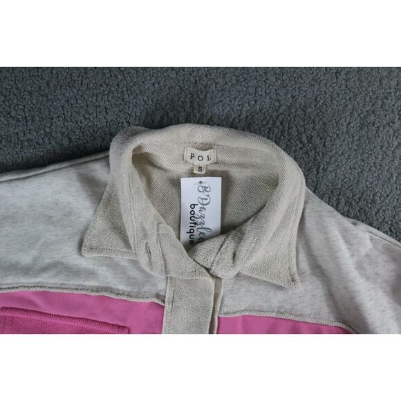 New Anthropologie  POL Jacket Womens Small Pink Color Raw Hem Long Sleeve - Picture 9 of 9